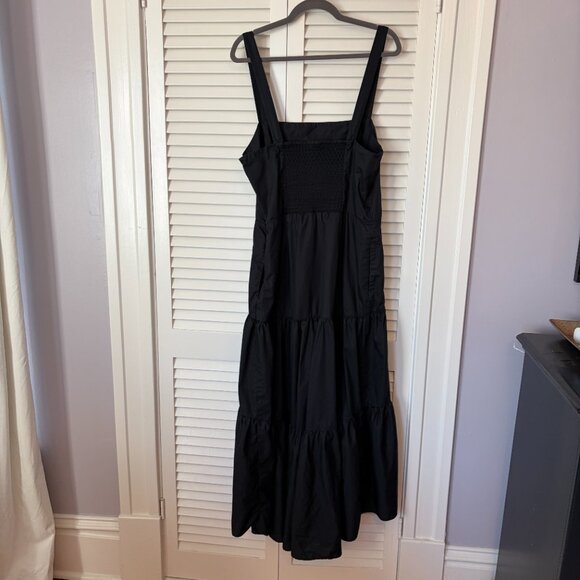 Banana Republic women's Poplin Tiered Maxi sundress 16 black square neck - Picture 8 of 14